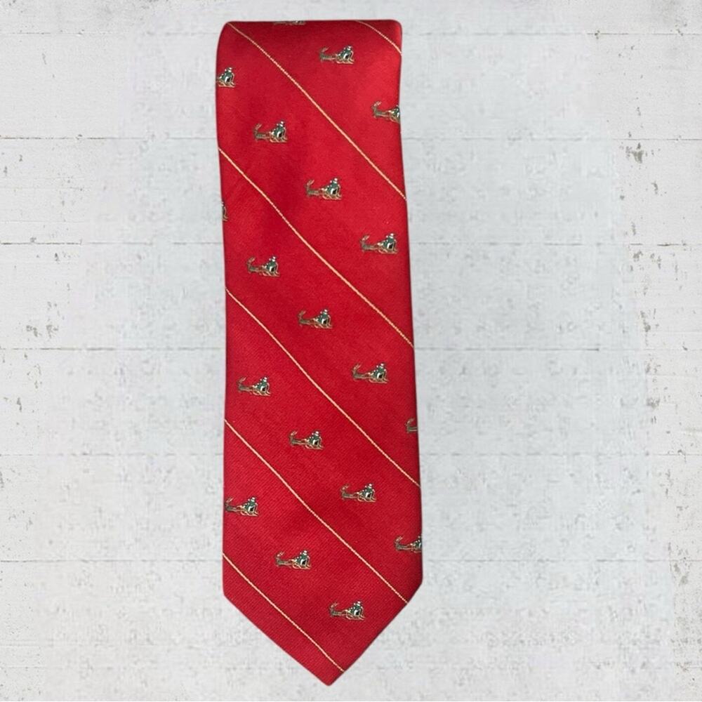 VTG Robert Talbots Handsewn for Nordstrom Silk Blend Christmas Santa Sleigh Tie